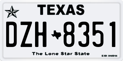 TX license plate DZH8351