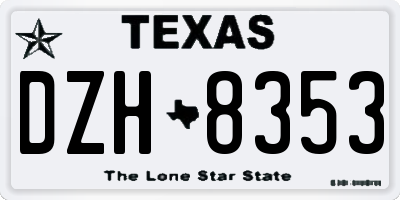 TX license plate DZH8353