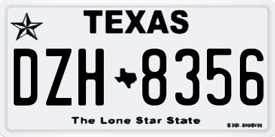 TX license plate DZH8356