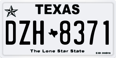TX license plate DZH8371