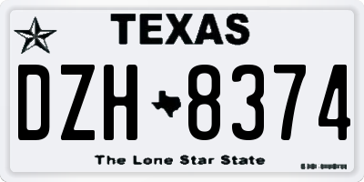 TX license plate DZH8374