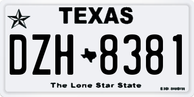 TX license plate DZH8381