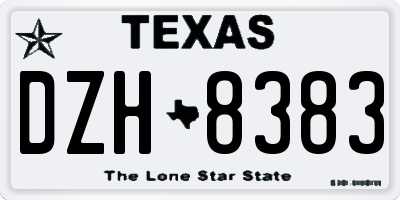 TX license plate DZH8383