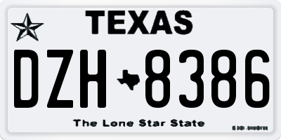 TX license plate DZH8386