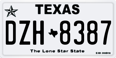 TX license plate DZH8387