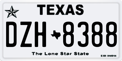 TX license plate DZH8388