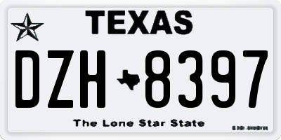 TX license plate DZH8397