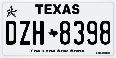 TX license plate DZH8398