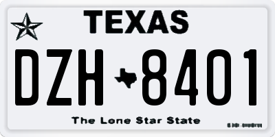 TX license plate DZH8401