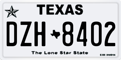 TX license plate DZH8402