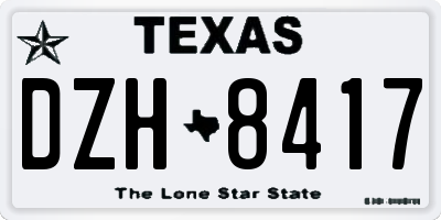 TX license plate DZH8417
