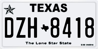 TX license plate DZH8418