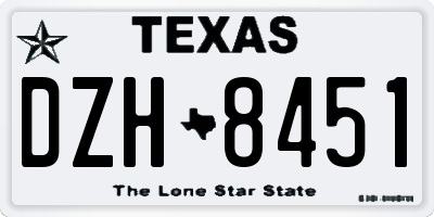 TX license plate DZH8451
