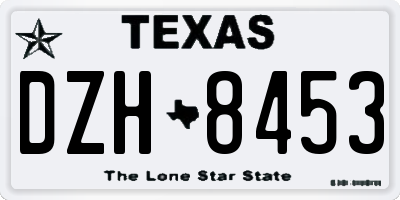 TX license plate DZH8453