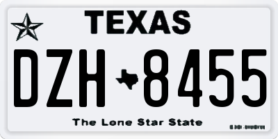 TX license plate DZH8455