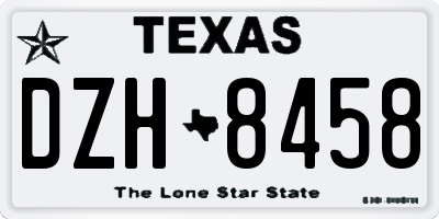 TX license plate DZH8458