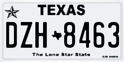 TX license plate DZH8463