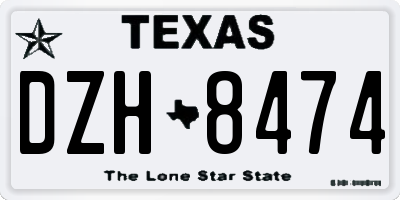 TX license plate DZH8474