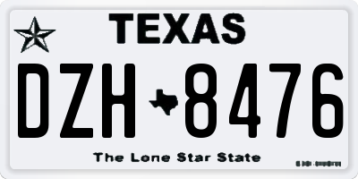 TX license plate DZH8476