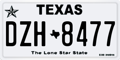 TX license plate DZH8477