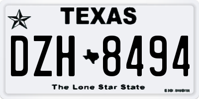 TX license plate DZH8494