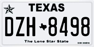 TX license plate DZH8498