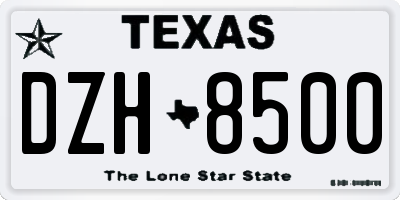 TX license plate DZH8500