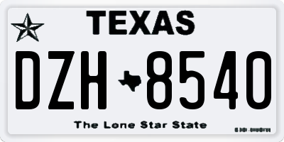 TX license plate DZH8540
