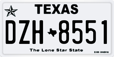 TX license plate DZH8551