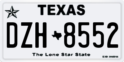 TX license plate DZH8552