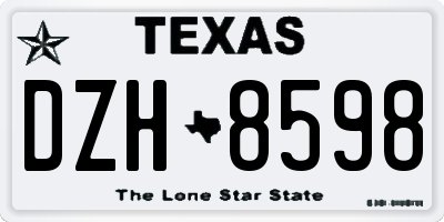 TX license plate DZH8598