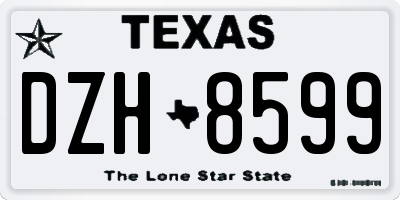 TX license plate DZH8599