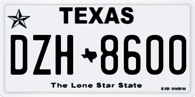 TX license plate DZH8600