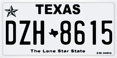 TX license plate DZH8615