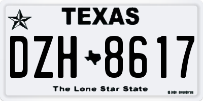 TX license plate DZH8617