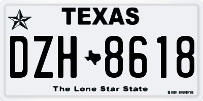 TX license plate DZH8618