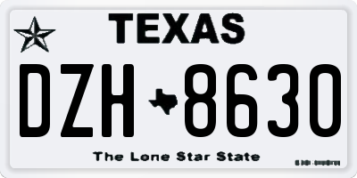 TX license plate DZH8630