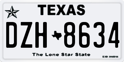 TX license plate DZH8634