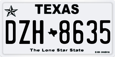 TX license plate DZH8635