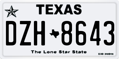 TX license plate DZH8643