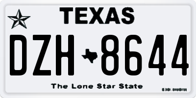 TX license plate DZH8644