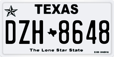 TX license plate DZH8648