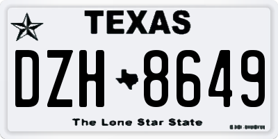 TX license plate DZH8649