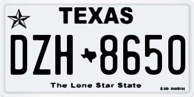 TX license plate DZH8650