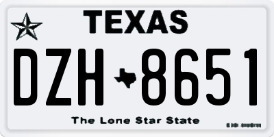 TX license plate DZH8651