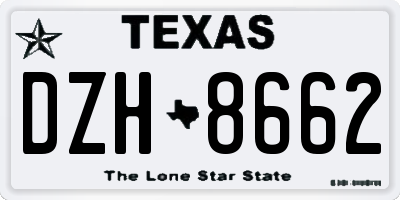 TX license plate DZH8662