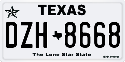 TX license plate DZH8668