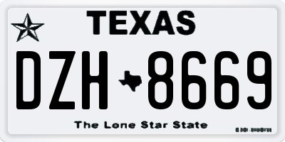 TX license plate DZH8669