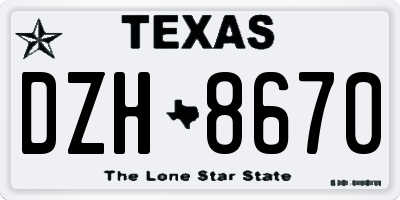 TX license plate DZH8670