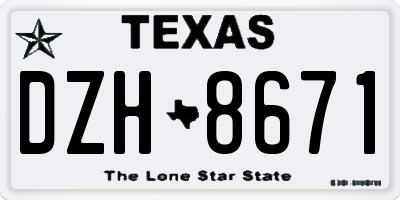 TX license plate DZH8671